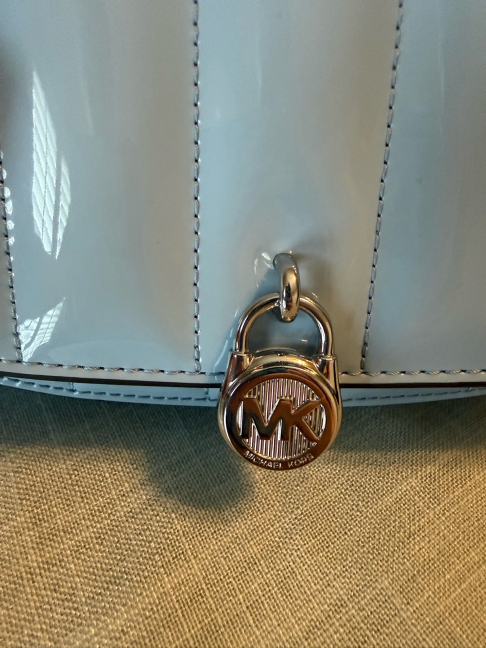 Michael Kors Baby Blue Patent Leather Chain Crossbody - Picture 9 of 12